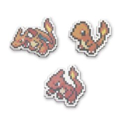 Charmander, Charmeleon & Charizard Pokémon Pixel Pins (3-Pack)
