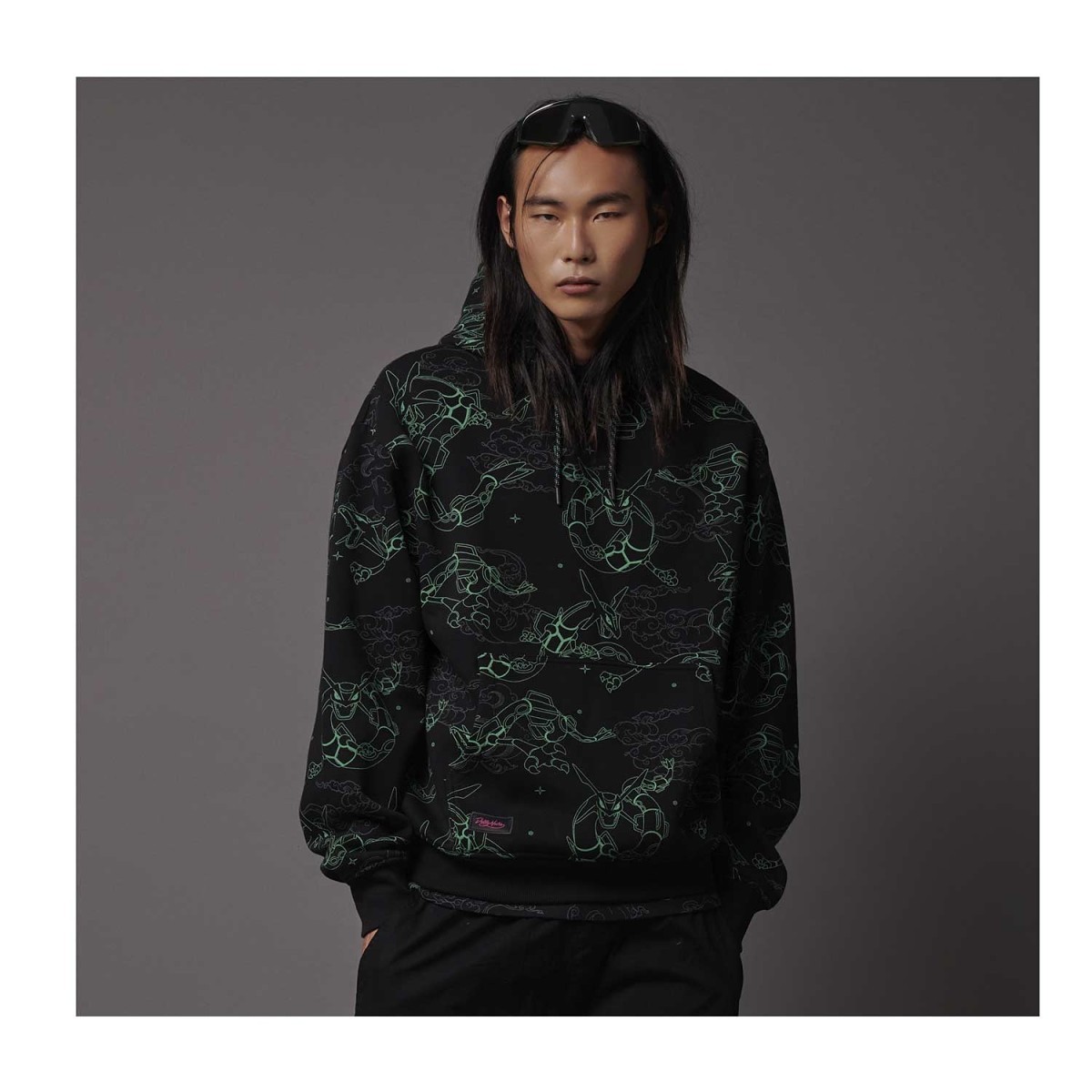 Pokémon × Dolly Noire: Rayquaza Pattern Black Hoodie - Adult - Image 3