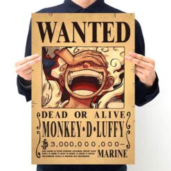 Alternative view of New Anime One Piece Luffy 3 Billion Bounty Wanted Posters Four Emperors Kid Action Figures Vintage Wall Decoration Poster Toys